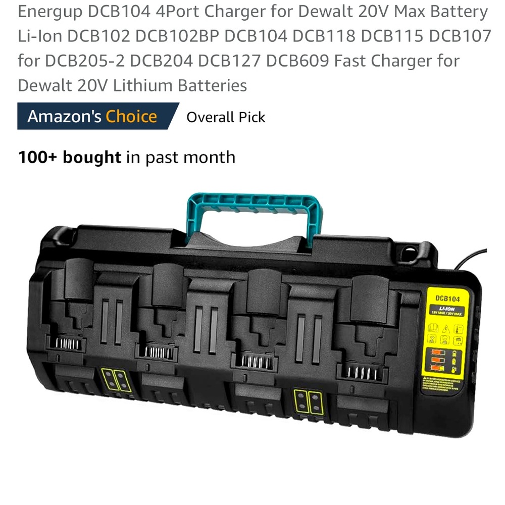 4 Port Charger For Dewalt 20v Max Battery
